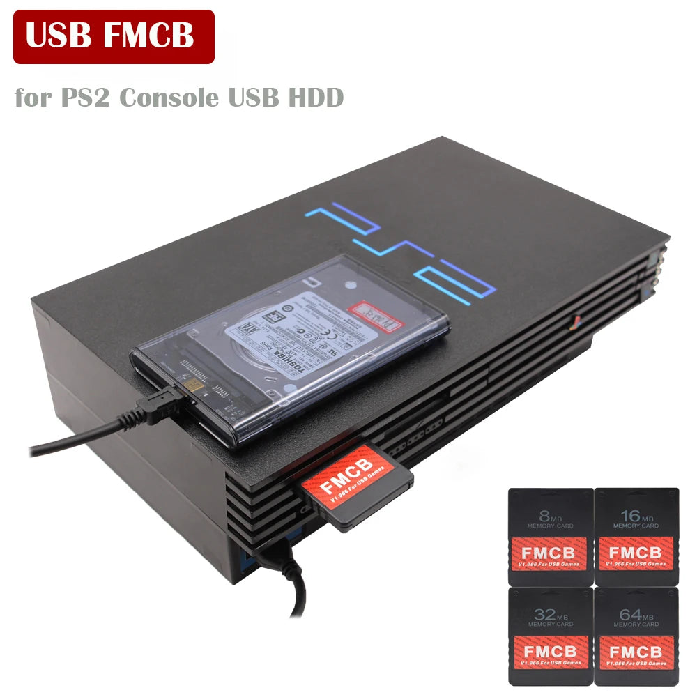 Retro Video Gaming FMCB Memory Card for PS2 Console USB HDD Games Support PS2 PS1 Games