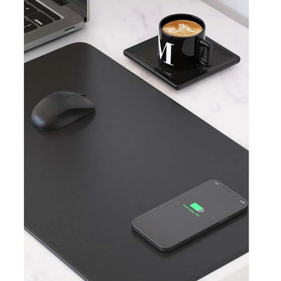 3 in 1 Large Mouse Pad 15W Qi Wireless Charging Drinks Heating Mousepad Drinks Coaster Plastic Keyboard Mat Big Gaming Mice Pad