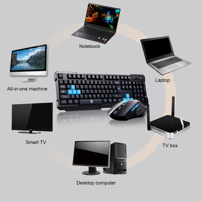 Vococal Gaming Keyboard Mouse Set Fashion 2.4G Wireless Computer Laptop PC Keypad Mice Kit for Home Office Study Gamer Black