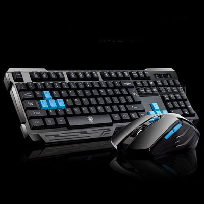 Vococal Gaming Keyboard Mouse Set Fashion 2.4G Wireless Computer Laptop PC Keypad Mice Kit for Home Office Study Gamer Black