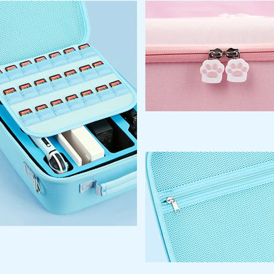 Kawaii Carrying Travel Case for Nintendo Switch/Switch OLED Console Pouch Bag Gaming Accessories with Free Thumbstick Grips