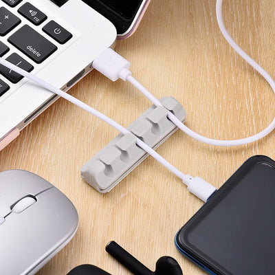 Desktop Cable Organizer USB Clips Desktop Silicone Wire Manager Cord Holder Management for Data Line Headphone Earphone