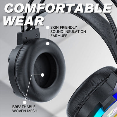 Gaming Headset 7.1 Stereo Surround Bass Headset Computer Gaming Console with Microphone RGB Headset