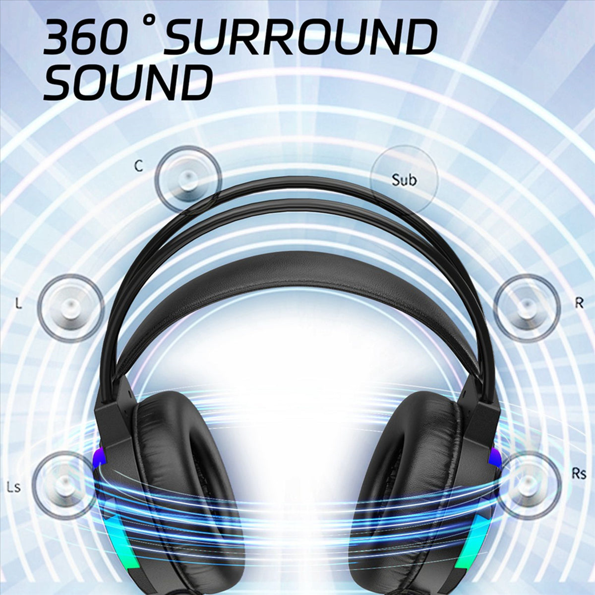 Gaming Headset 7.1 Stereo Surround Bass Headset Computer Gaming Console with Microphone RGB Headset