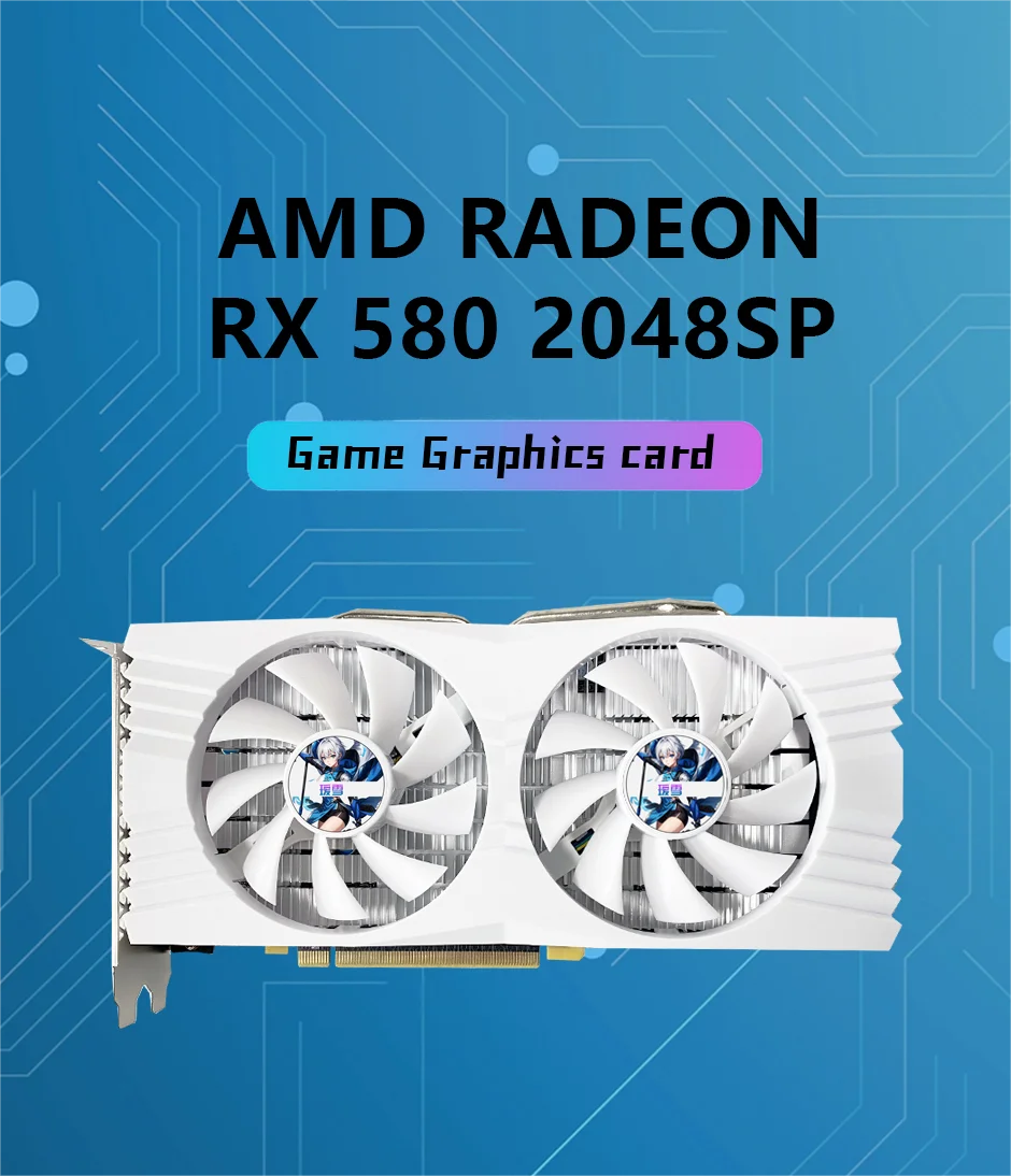 USED AXSNOW Gaming Graphics Card AMD RX580 8GB GDDR5 256Bit PCI Express 3.0 ×16 Radeon GPU Computer Video Card placa de video