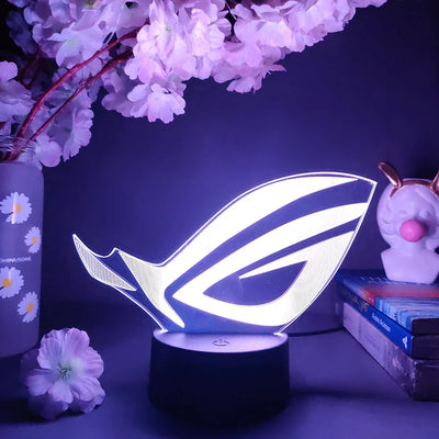 ROG Logo LED Gaming Setup Table Lamp Cool Birthday Gift Republic of Gamers Night Lamp RGB Flashing Desktop Room Decoration