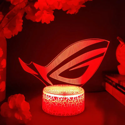 ROG Logo LED Gaming Setup Table Lamp Cool Birthday Gift Republic of Gamers Night Lamp RGB Flashing Desktop Room Decoration