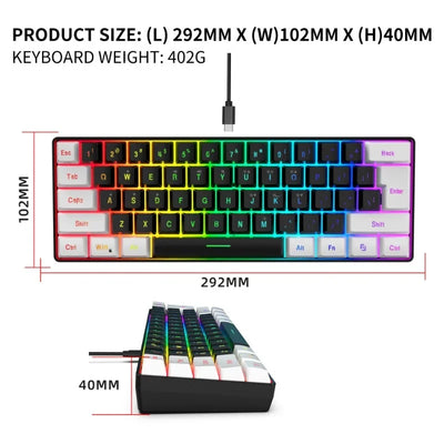 Keyboard and mouse 60% computer gaming combo kit pc Backlit wired keyboards mice kit office combos de promoção Ergonomic teclado