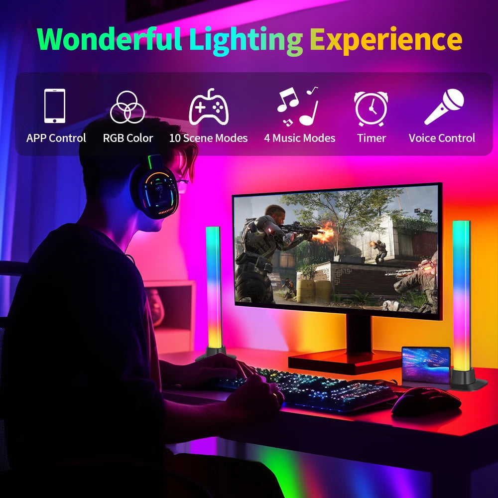 60CM Desk Light Bar Monitor RGB Music Rhythm Ambient Lamps Screen Hanging Lighting for Gaming Work Dimming Monitor Lights Bar