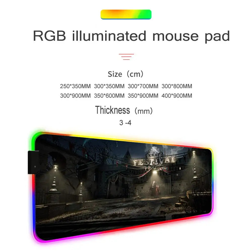 Skin Game Lies Of P Mouse Pad Gamer Rgb Desk Mat Back Light Led Mouse Setup Gaming Accessories Deskmat Big Mousepepad Backlight