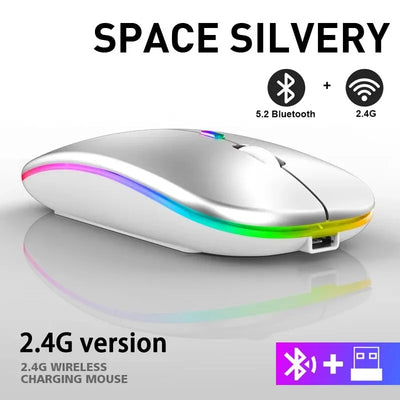 Wireless Mouse Gaming Mouse Backlight USB Compatible RGB Rechargeable Mice Silent Backlit Ergonomic Gaming Mouse for Laptop PC