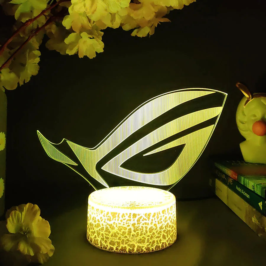 ROG Logo LED Gaming Setup Table Lamp Cool Birthday Gift Republic of Gamers Night Lamp RGB Flashing Desktop Room Decoration