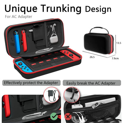 For Switch/OLED Console Compatible Carrying Case Set - Hard Portable Protective Travel Case w/ Clear Case 2in1 Set