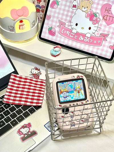 Hello Kitty Power Bank Mini Game Portable Retro Handheld Game Console Soft Light Color Screen Birthday Toys Girls' Gifts