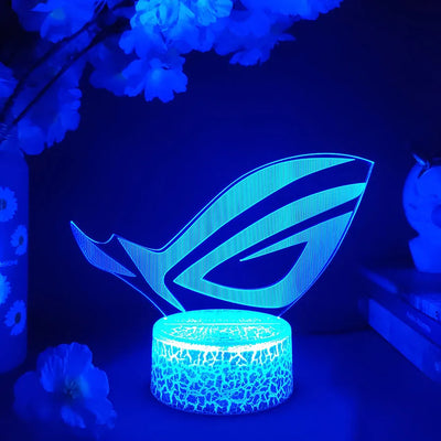 ROG Logo LED Gaming Setup Table Lamp Cool Birthday Gift Republic of Gamers Night Lamp RGB Flashing Desktop Room Decoration