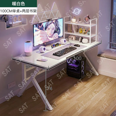 cheap modern simple gaming table and chair set with shelf for home computer gaming desk standing room decoration