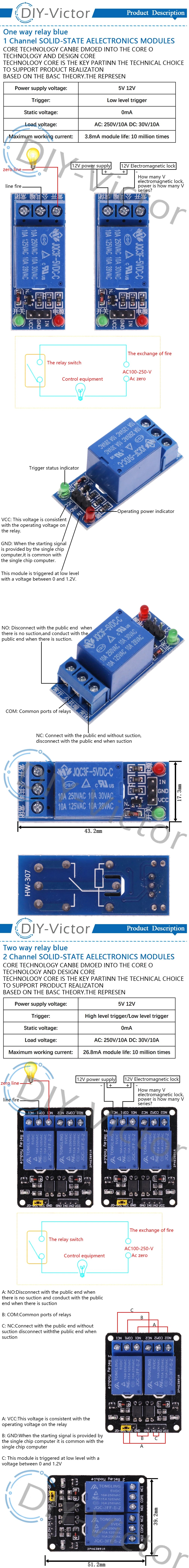 1 2 4 6 8 Channel DC 5V 12V Relay Module with Optocoupler