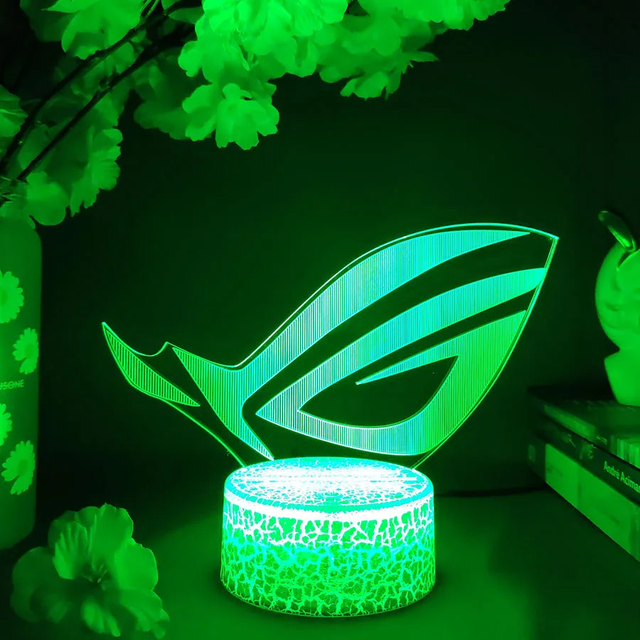 ROG Logo LED Gaming Setup Table Lamp Cool Birthday Gift Republic of Gamers Night Lamp RGB Flashing Desktop Room Decoration