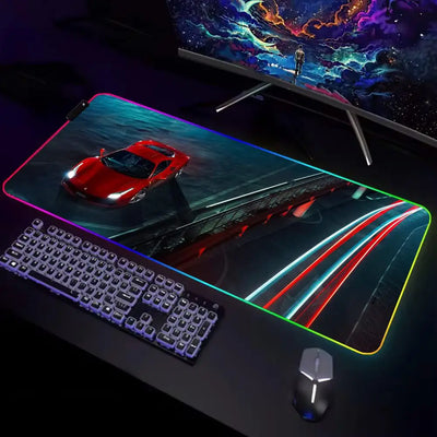 Gamer Rug Big Mouse Pad Gamer Rgb Desk Mat Back Light Led Mousepad Setup Gaming Accessories Deskmat Big Mousepepad Backlight