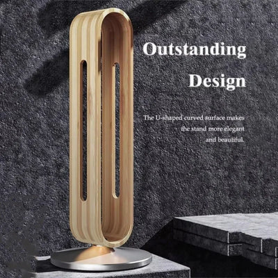 Bamboo Wood Earphone Bracket Desktop Universal Gaming Headphone Stand Portable Foldable Headset Holder with Aluminum Metal Base