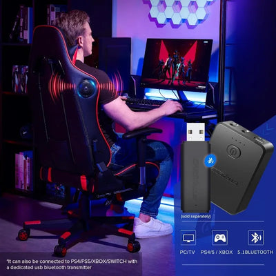 Gaming Chair with Footrest Speakers Video Game Chair Bluetooth Music Heavy Duty Ergonomic Computer Office Desk Chair Red