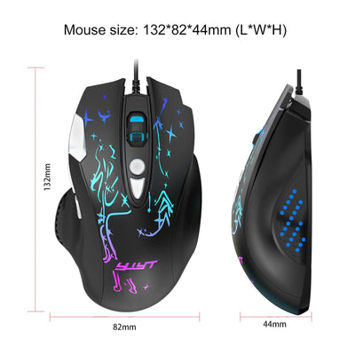 PC RGB Wired Gaming Mouse 6400 DPI Gamer Mice for Home Office Comfortable