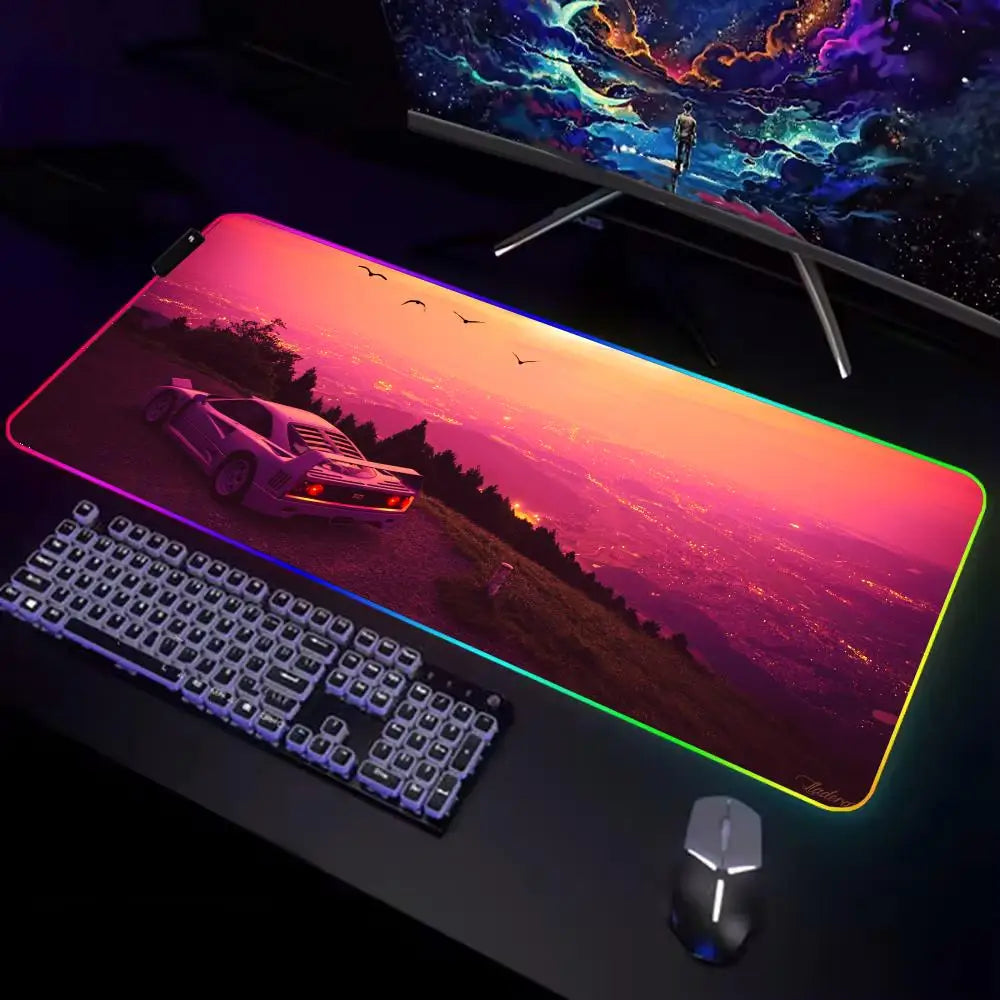 Gamer Rug Big Mouse Pad Gamer Rgb Desk Mat Back Light Led Mousepad Setup Gaming Accessories Deskmat Big Mousepepad Backlight