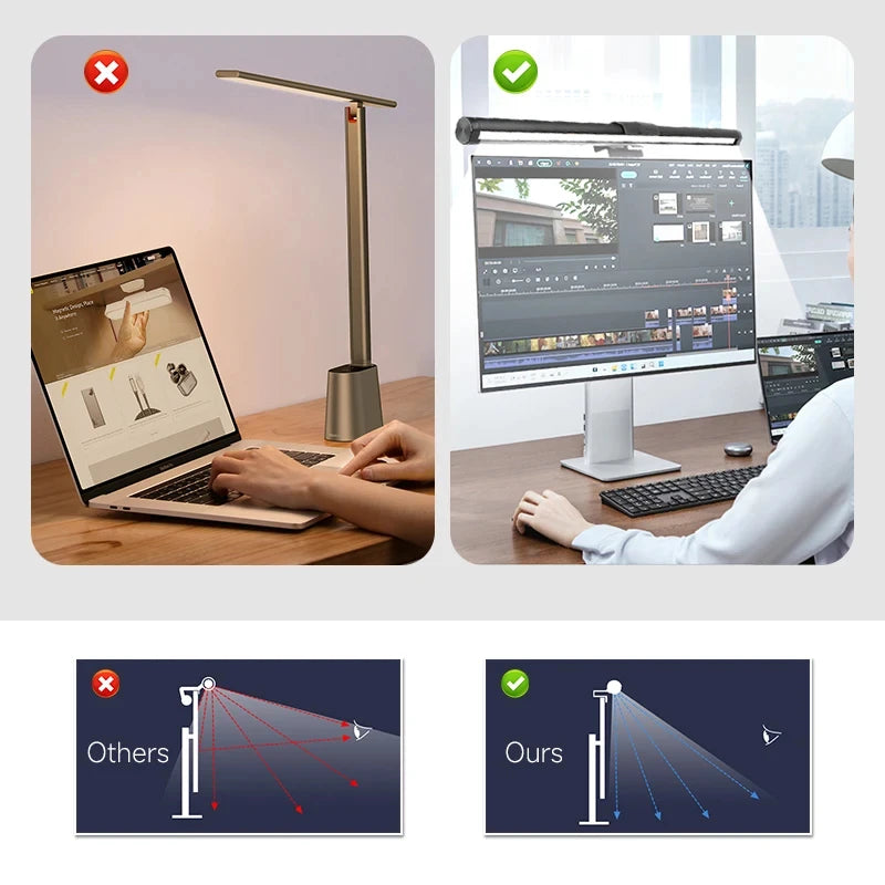 LED Monitor Light Bar RGB Desk Lamp Dimmable Office Eye-caring Table Lamps  for Study Reading Computer Screen Hanging Light 44cm