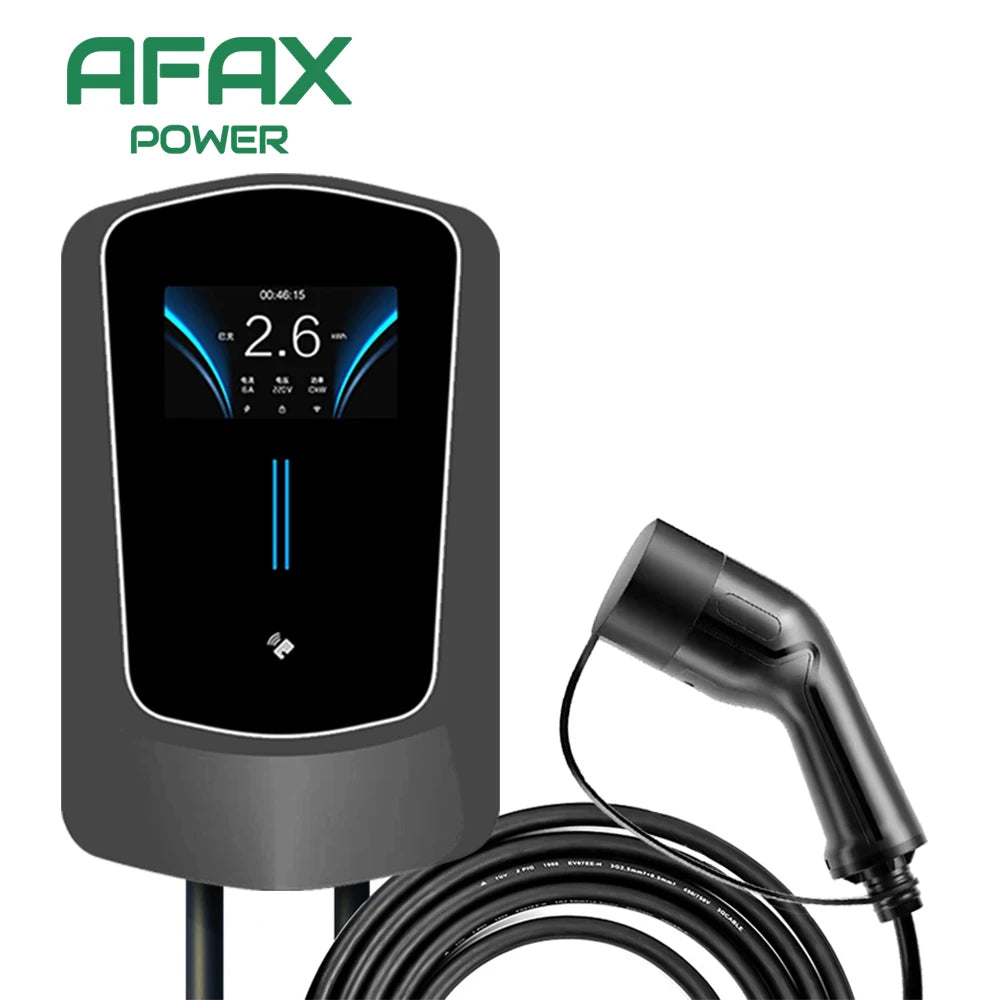 AFAX EV Charger Type2 Cable 32A EVSE Wallbox Electric Vehicle Car Charger Wallmount APP Control 7KW 11KW 22KW Charging Station