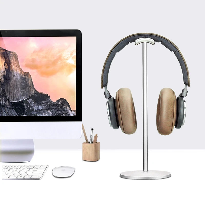 Curved Headphone Stand Rack Sturdy Metal Gaming Headset Earphone Holder Hanger With Solid Base For Table Desk Display