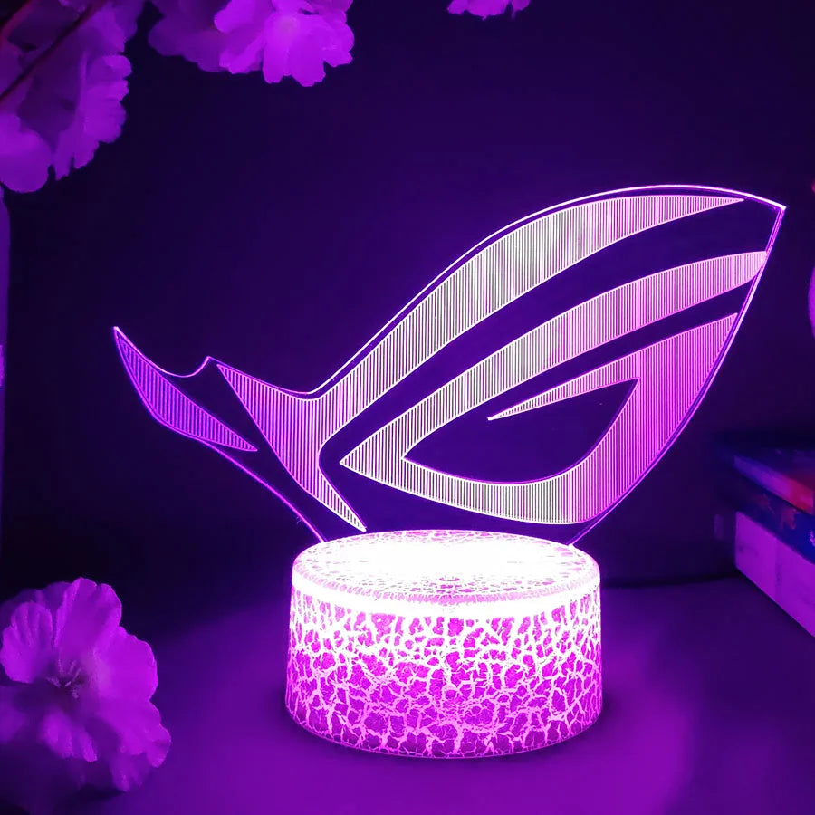 ROG Logo LED Gaming Setup Table Lamp Cool Birthday Gift Republic of Gamers Night Lamp RGB Flashing Desktop Room Decoration