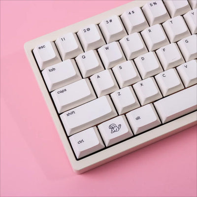 Cute Puppy Cherry Keycap Set PBT 133 Keys Small Letters Pure White for 61/75/87/104/108Keys GMK67 Gaming Mechanical Keyboards