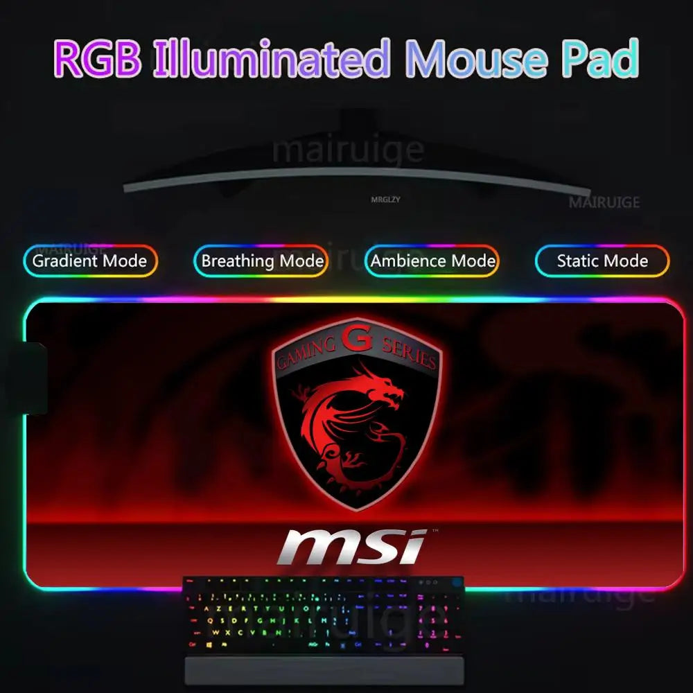 M-MSI Logo Mouse Pad Gamer Rgb Desk Mat Back Light Led Mousepad Setup Gaming Accessories Deskmat Big Mousepad Backlight