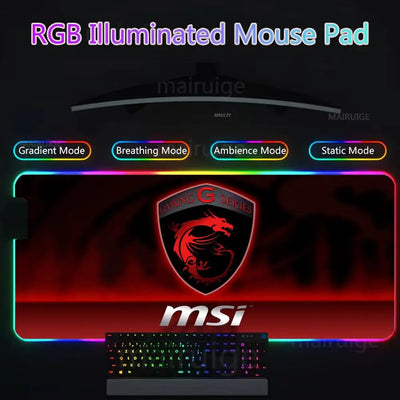 M-MSI Logo Mouse Pad Gamer Rgb Desk Mat Back Light Led Mousepad Setup Gaming Accessories Deskmat Big Mousepad Backlight