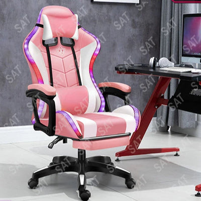 High Quality LED Colorful Lights Silla Gamer Full Massage Pro Gamer Chair Bluetooth Speakers Gaming Chair with Footrest