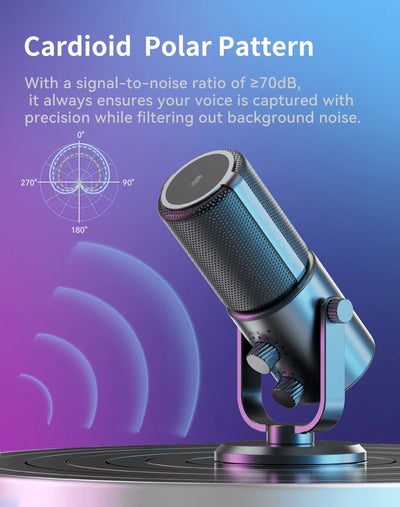 Ulanzi DCM-05 Condenser Microphone Cardioid Polar Pattern for Gaming Podcasting Livestreaming Voice Metting for Phone Cumputer