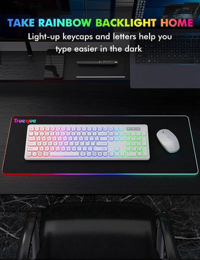 Arvin 2.4G Wireless Keyboard and Mouse Combo Computer Mice and key board Set RGB Light PC Gaming Keyboard and mouse for Laptop