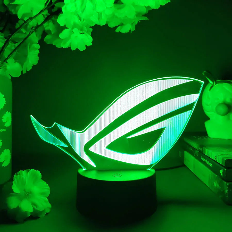 ROG Logo LED Gaming Setup Table Lamp Cool Birthday Gift Republic of Gamers Night Lamp RGB Flashing Desktop Room Decoration