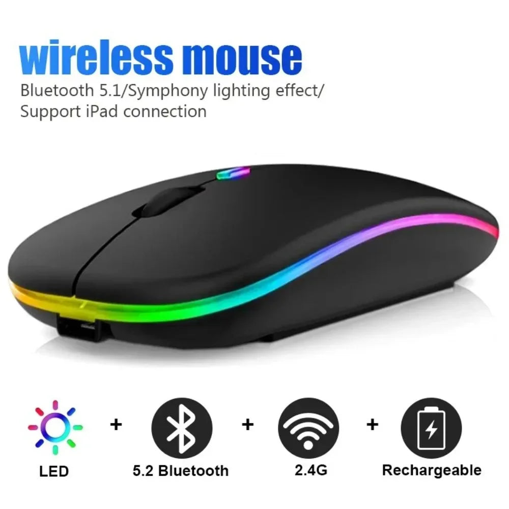 Wireless Mouse Gaming Mouse Backlight USB Compatible RGB Rechargeable Mice Silent Backlit Ergonomic Gaming Mouse for Laptop PC