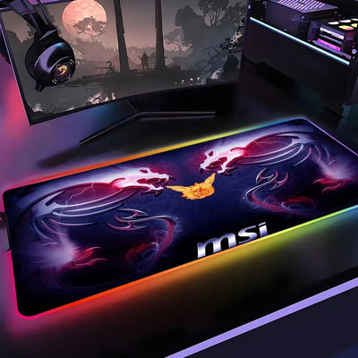 M-MSI Logo Mouse Pad Gamer Rgb Desk Mat Back Light Led Mousepad Setup Gaming Accessories Deskmat Big Mousepad Backlight