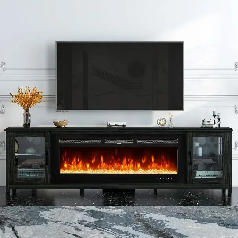 oneinmil TV Stand with 50" Fireplace, 80" Modern Fireplace Entertainment Center,TV Console Cabinet