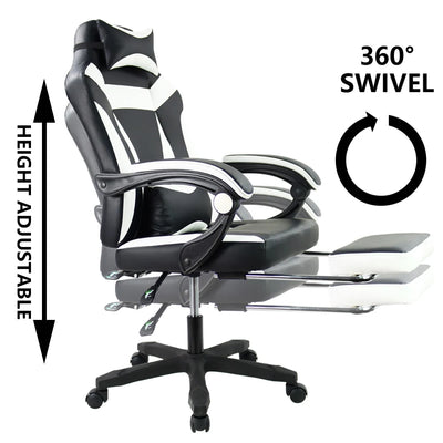 KKTONER Ergonomic Gaming Chair for E-Sport Racing Computer Swivel Height Adjustable with Armrest High Back Headrest and Lumbar