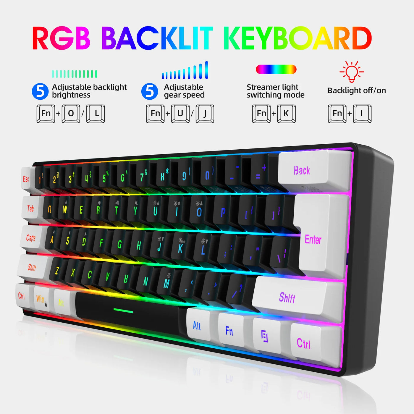 Keyboard and mouse 60% computer gaming combo kit pc Backlit wired keyboards mice kit office combos de promoção Ergonomic teclado