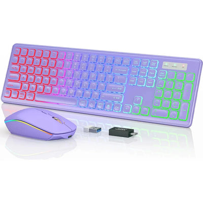 Arvin 2.4G Wireless Keyboard and Mouse Combo Computer Mice and key board Set RGB Light PC Gaming Keyboard and mouse for Laptop