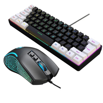 Keyboard and mouse 60% computer gaming combo kit pc Backlit wired keyboards mice kit office combos de promoção Ergonomic teclado