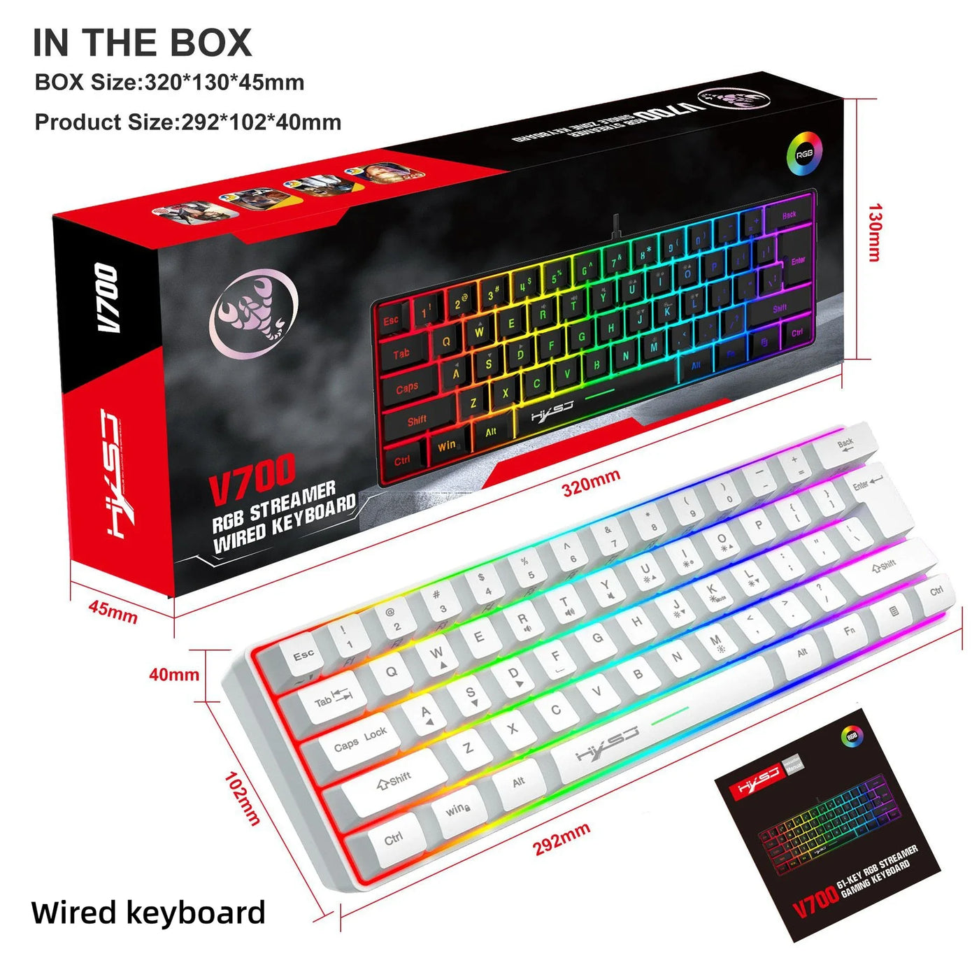 Keyboard and mouse 60% computer gaming combo kit pc Backlit wired keyboards mice kit office combos de promoção Ergonomic teclado