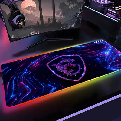 M-MSI Logo Mouse Pad Gamer Rgb Desk Mat Back Light Led Mousepad Setup Gaming Accessories Deskmat Big Mousepad Backlight