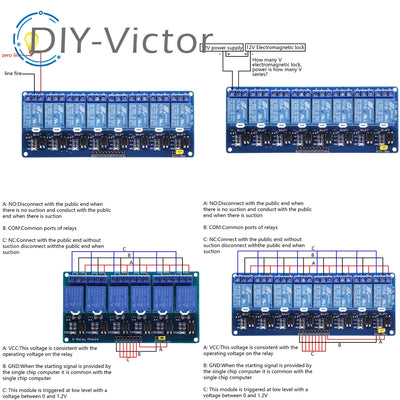 1 2 4 6 8 Channel DC 5V 12V Relay Module with Optocoupler