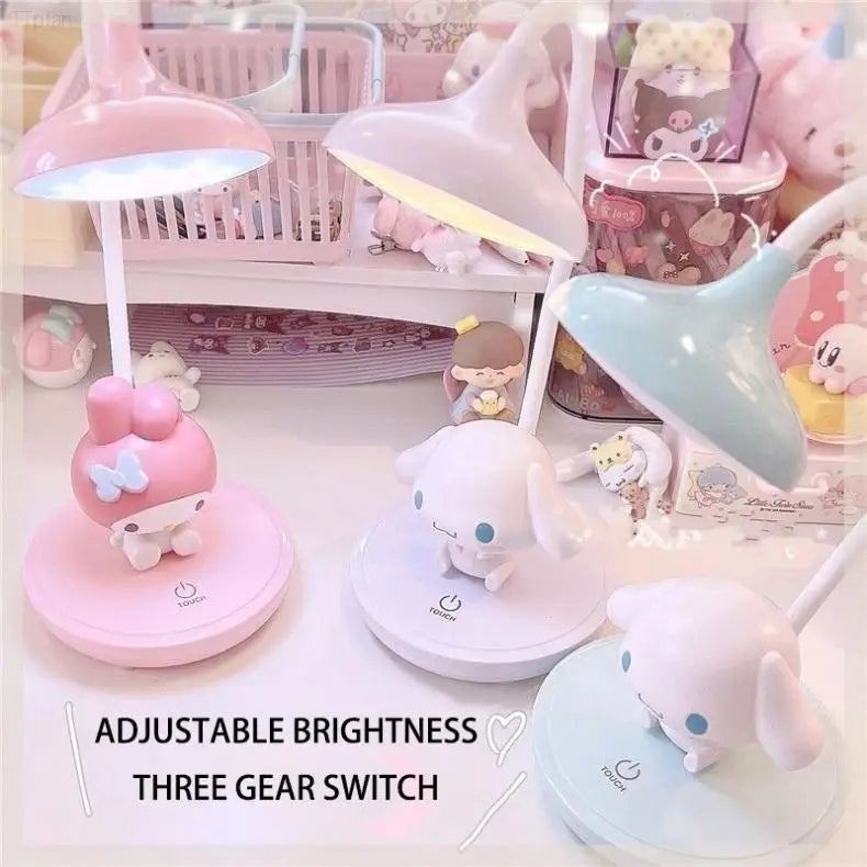 Kawaii Sanrio Cinnamoroll My Melody Cartoon LED Desktop Bedside Desk Lamp Night Light Ornaments Daily Necessities