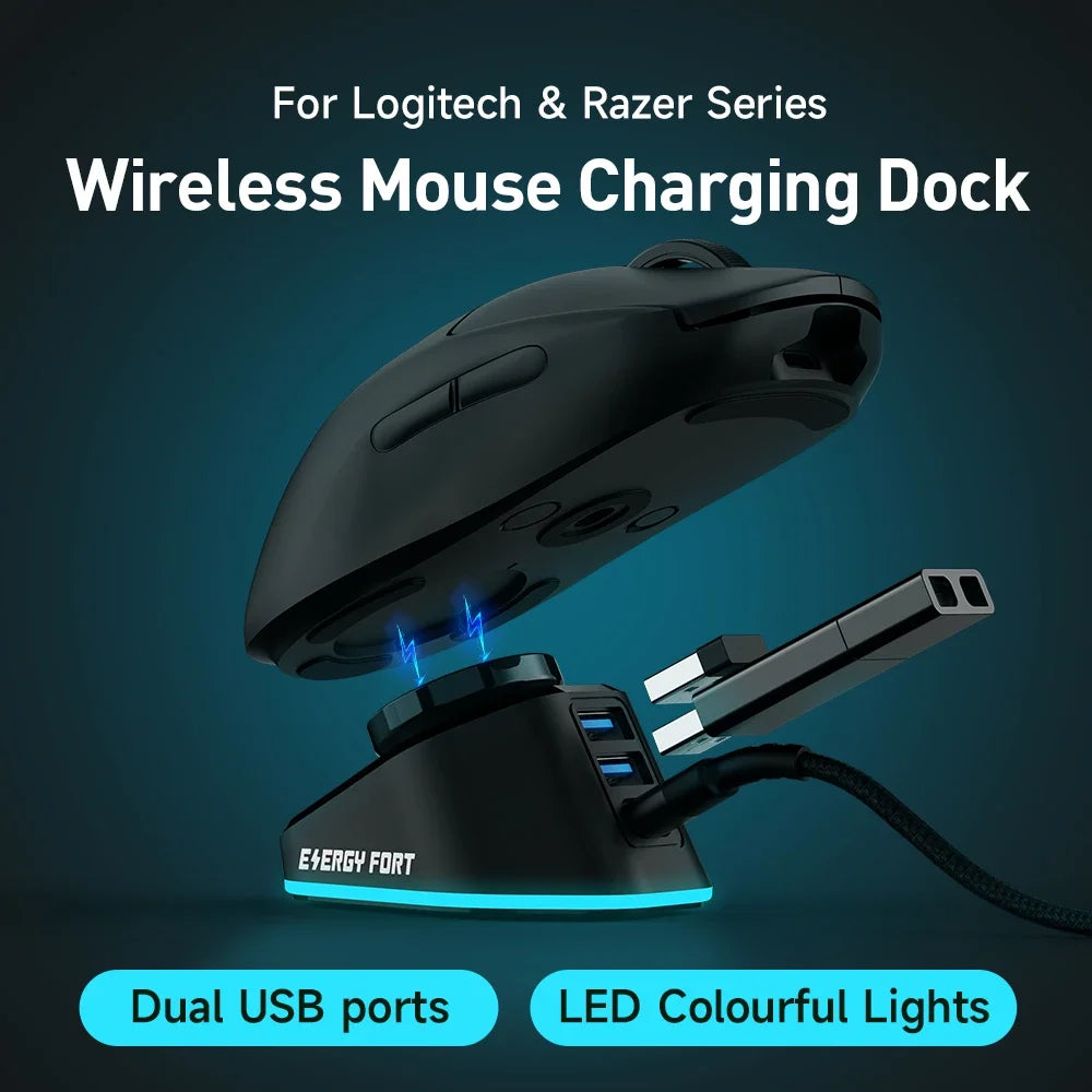 Gaming Mouse Charger For Logitech G PRO Wireless X Superlight 2 DEX G502 X Plus G703 G903 HERO Pro2 Lightspeed Mice Dock Station